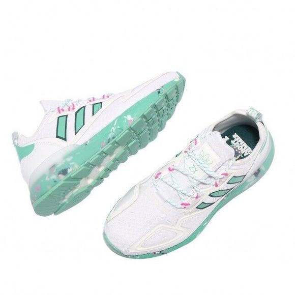 MEN\'S Adidas Originals ZX 2K Boost White Active Mint Shoes GX5373 main image 9
